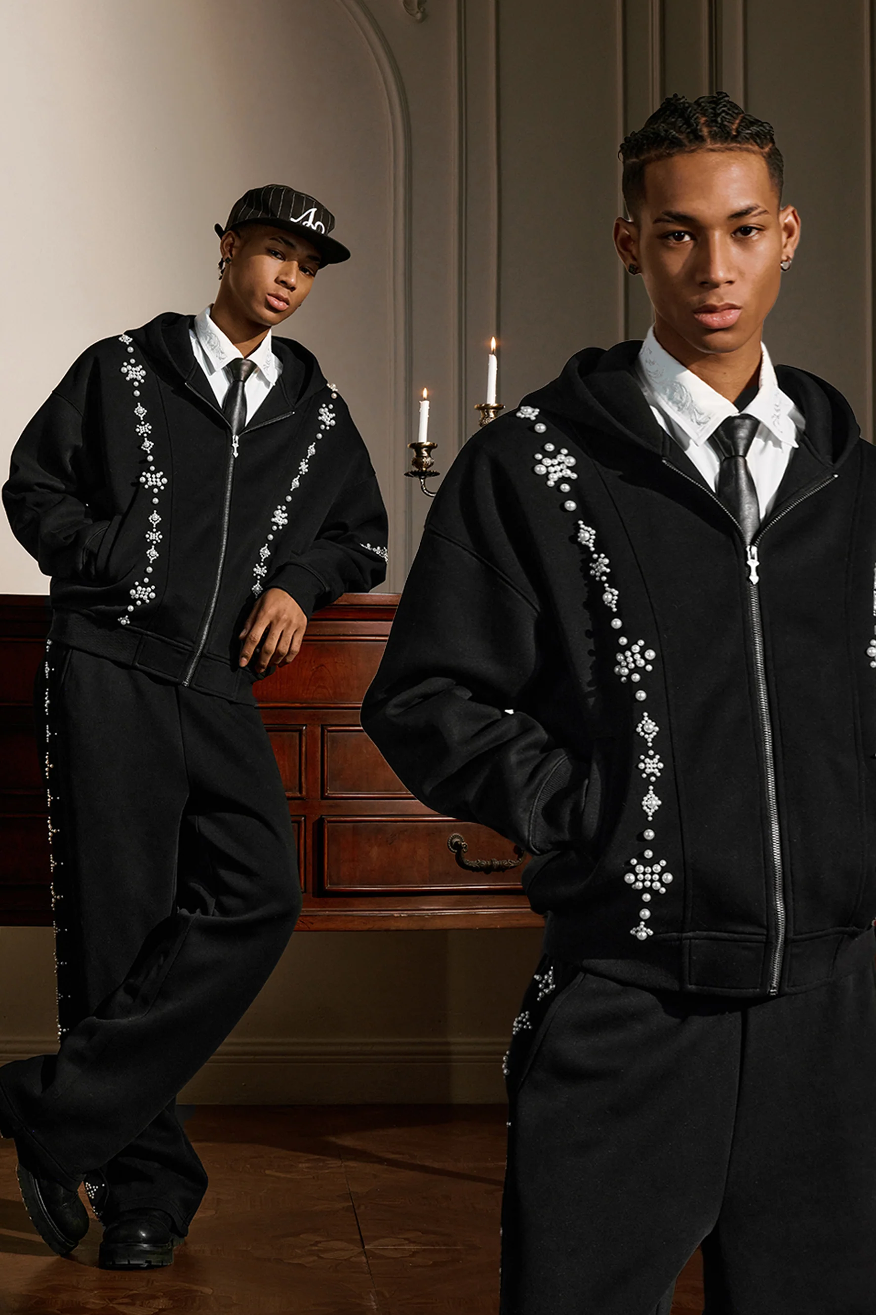 YADCREW ZIP UP PEARL HOODIE